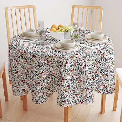 Round Tablecloth, 100% Polyester, 70" Round, Botanical Doodles