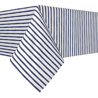 Square Tablecloth, 100% Polyester, 54x54", Navy brush Stroke Stripe