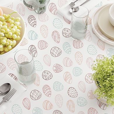 Rectangular Tablecloth, 100% Cotton, 60x120", Watercolor Decorative Easter Eggs