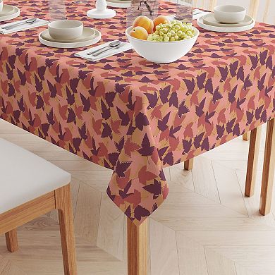 Square Tablecloth, 100% Polyester, 54x54", Fall Season Maple Leaves