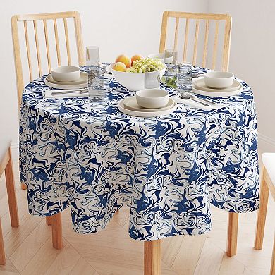 Round Tablecloth, 100% Polyester, 70" Round, Blue Marble