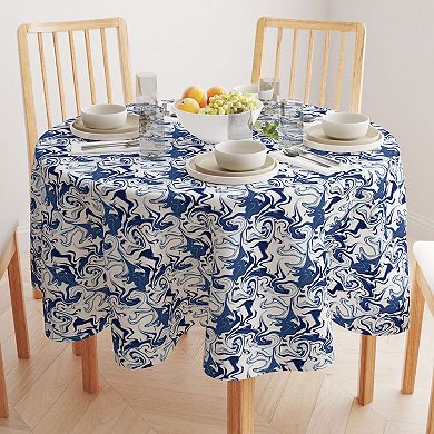 Round Tablecloth, 100% Polyester, 70" Round, Blue Marble