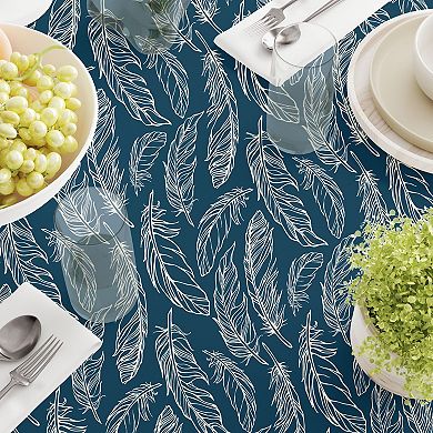 Square Tablecloth, 100% Cotton, 52x52", Calligraphy Feathers