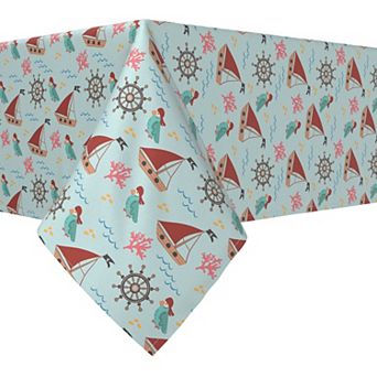 Square Tablecloth, 100% Polyester, 70x70", Cartoon Pirate Ships