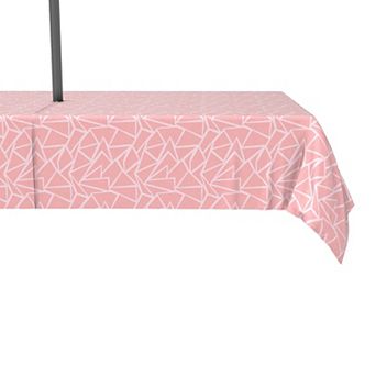 Water Repellent, Outdoor, 100% Polyester, 60x84", Geometric Shapes Pink