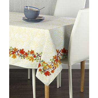 Rectangular Tablecloth, 100% Polyester, 60x104", Textured Thanksgiving Garland Border