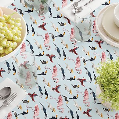 Round Tablecloth, 100% Polyester, 70" Round, Jungle Birds