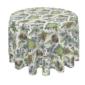 Round Tablecloth, 100% Polyester, 70" Round, Winter Floral