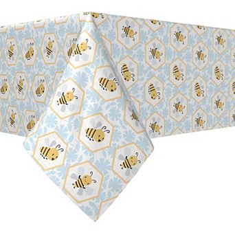 Rectangular Tablecloth, 100% Polyester, 60x104", Cartoon Honeycomb Bees