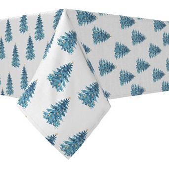 Rectangular Tablecloth, 100% Cotton, 52x104", Watercolor Christmas Trees