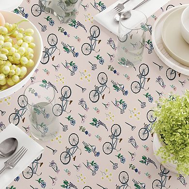 Rectangular Tablecloth, 100% Cotton, 60x84", Bike Ride in Flowers