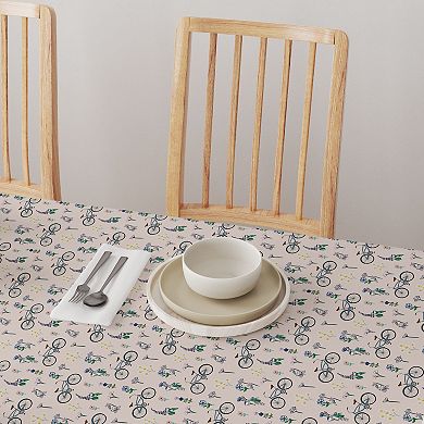 Rectangular Tablecloth, 100% Cotton, 60x84", Bike Ride in Flowers