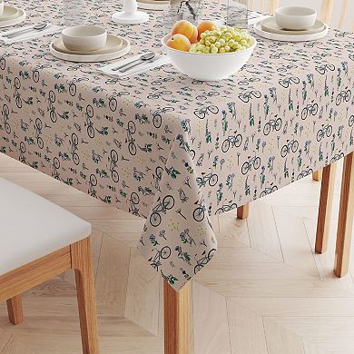 Rectangular Tablecloth, 100% Cotton, 60x84", Bike Ride in Flowers