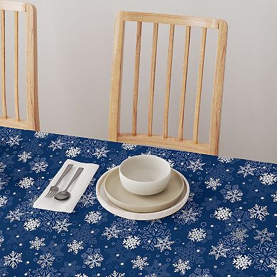 Round Tablecloth, 100% Polyester, 60" Round, Winter Blue Snowflakes
