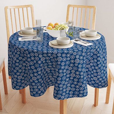 Round Tablecloth, 100% Polyester, 90" Round, Boat Wheels