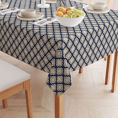 Square Tablecloth, 100% Polyester, 70x70", Blue Diamond Ogee