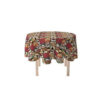 Round Tablecloth, 100% Polyester, 70" Round, Great Outdoors Patchwork