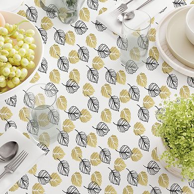 Round Tablecloth, 100% Polyester, 60" Round, Golden Leaves