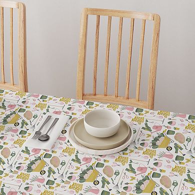Square Tablecloth, 100% Cotton, 52x52", In the Garden