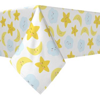Rectangular Tablecloth, 100% Cotton, 60x120", Sleepy Time Clouds, Stars & Moons