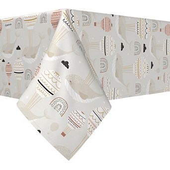 Rectangular Tablecloth, 100% Cotton, 52x120", Sleeping Whales & Hot Air Balloons