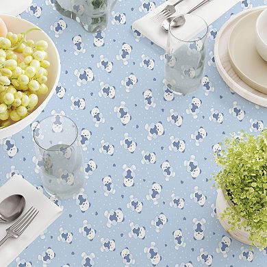 Round Tablecloth, 100% Polyester, 60" Round, Blue Teddy Bears