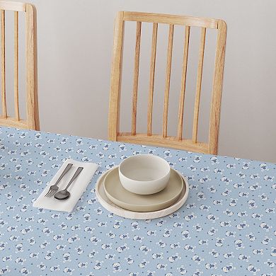 Round Tablecloth, 100% Polyester, 60" Round, Blue Teddy Bears