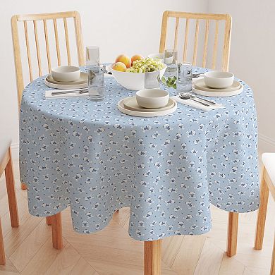 Round Tablecloth, 100% Polyester, 60" Round, Blue Teddy Bears