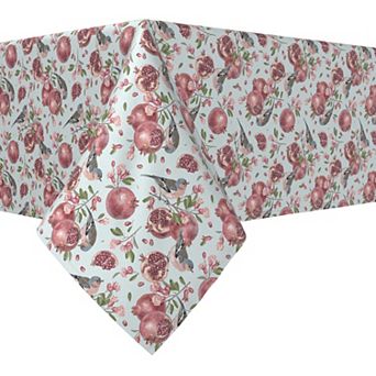 Rectangular Tablecloth, 100% Cotton, 60x120", Pomegranate Trees & Birds