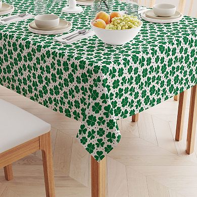 Square Tablecloth, 100% Cotton, 52x52", St. Patrick's Day Shamrock Decoration