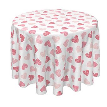 Round Tablecloth, 100% Polyester, 70" Round, Valentine's Shaded Hearts