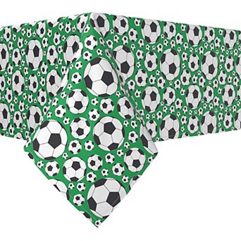 Square Tablecloth, 100% Cotton, 52x52", Soccer Balls Green