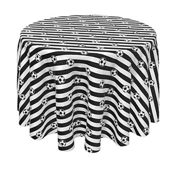 Round Tablecloth, 100% Polyester, 60" Round, Soccer Ball Stripe
