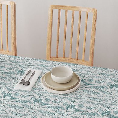 Square Tablecloth, 100% Cotton, 52x52", Green Garden Flowers