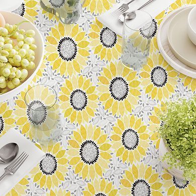 Square Tablecloth, 100% Polyester, 70x70", Abstract Sunflowers