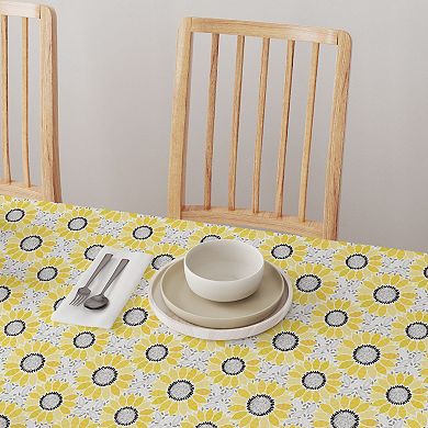 Square Tablecloth, 100% Polyester, 70x70", Abstract Sunflowers