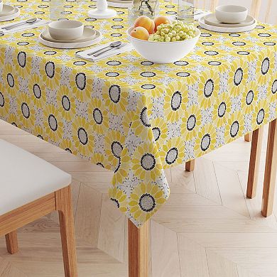 Square Tablecloth, 100% Polyester, 70x70", Abstract Sunflowers