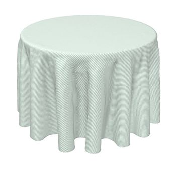 Round Tablecloth, 100% Polyester, 70" Round, Pinstripes, Celadon & White