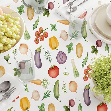 Round Tablecloth, 100% Polyester, 70" Round, Garden Vegetables