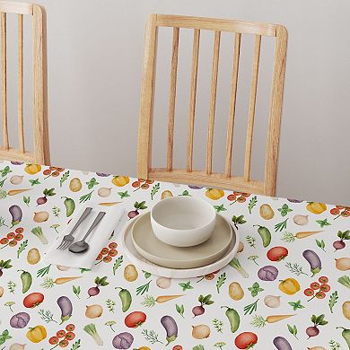 Round Tablecloth, 100% Polyester, 70" Round, Garden Vegetables