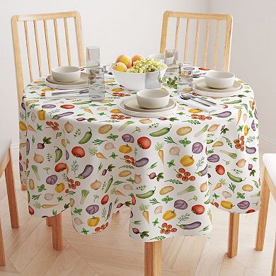 Round Tablecloth, 100% Polyester, 70" Round, Garden Vegetables