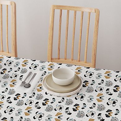 Square Tablecloth, 100% Polyester, 70x70", Dog Faces Drawing