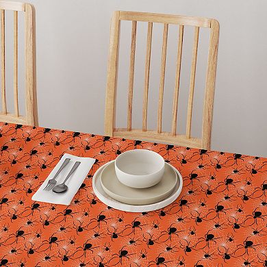 Rectangular Tablecloth, 100% Polyester, 60x84", Halloween Spiders Web