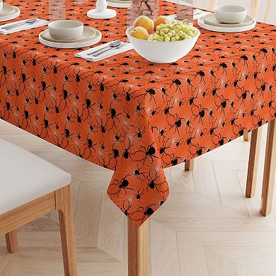 Rectangular Tablecloth, 100% Polyester, 60x84", Halloween Spiders Web