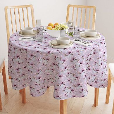 Round Tablecloth, 100% Polyester, 70" Round, Brush Stroke Purple Flowers