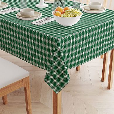 Square Tablecloth, 100% Cotton, 52x52", Christmas Green Plaid