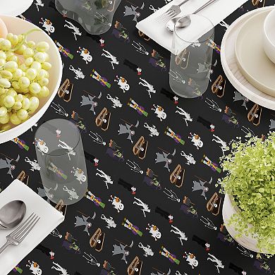 Round Tablecloth, 100% Polyester, 60" Round, Halloween Usual Characters