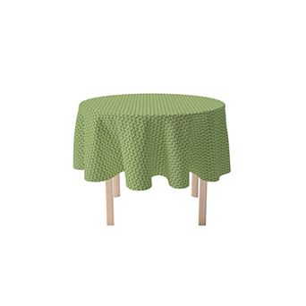 Round Tablecloth, 100% Polyester, 70" Round, Intertwined Green Wicker