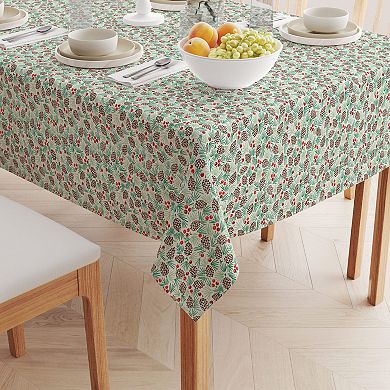 Square Tablecloth, 100% Polyester, 70x70", Holiday Foliage & Berries