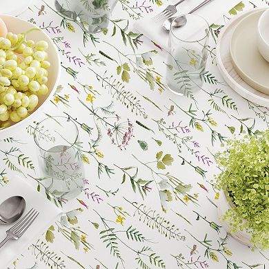 Square Tablecloth, 100% Polyester, 70x70", Botanical Stripe